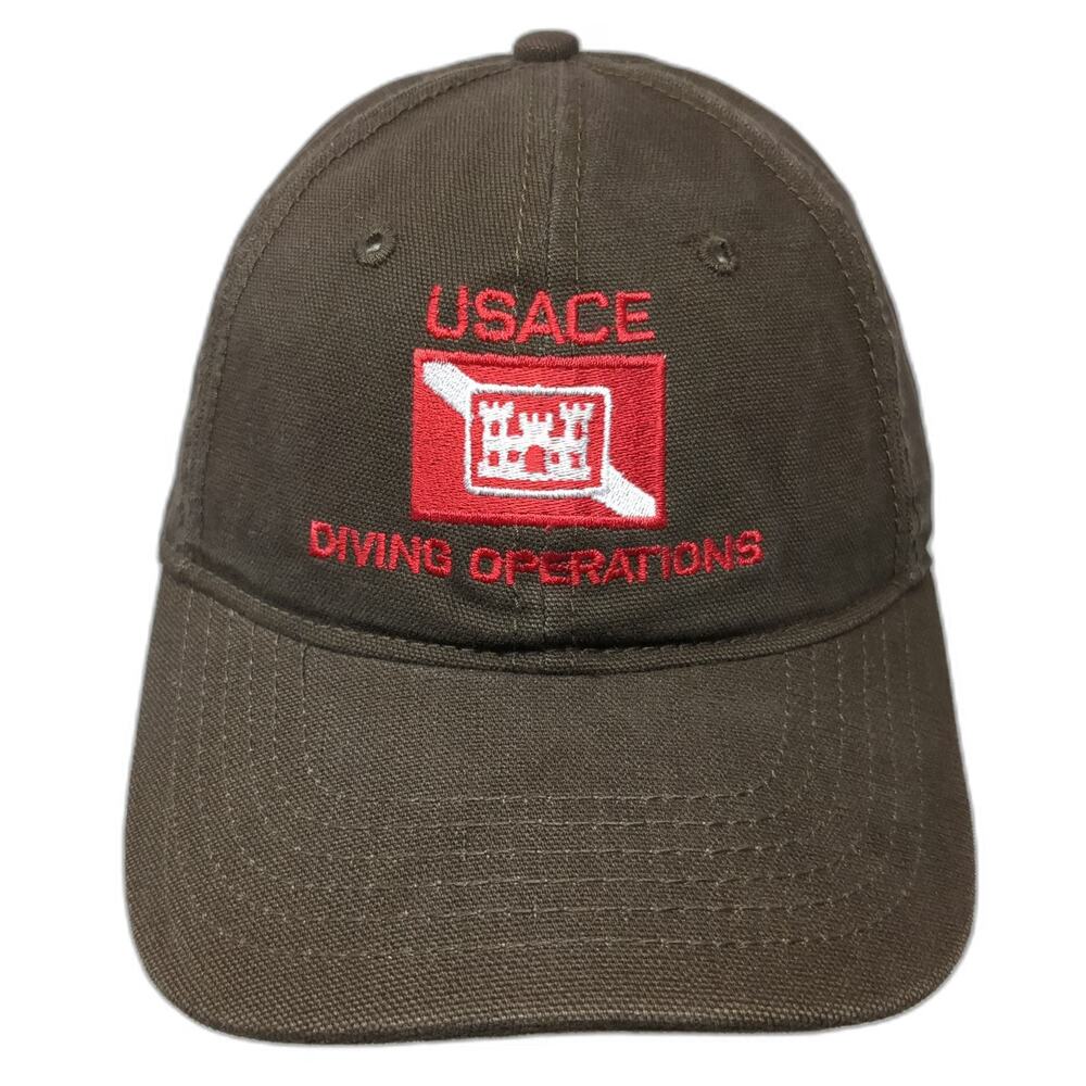Dri-Duck USACE Diving Operations Baseball Cap Brown One Size Strapback Hat Scuba